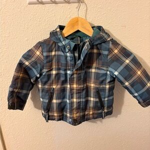 Cat & Jack Blue and Brown Plaid Puffer Jacket
